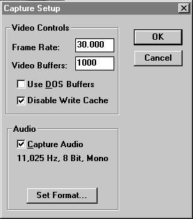 Capture setup menu